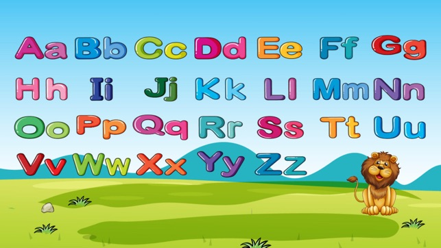 A-cartoon-lion-saying-English-colored-alphabet-on-a-grassy-area-.png